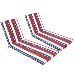 PAGED 2-Piece Polyester Patio Chaise Lounge Cushion Replacement Patio,Patio Cushion with High Resilience Sponge for Pool,Deck,Red Striped - 1 of 4