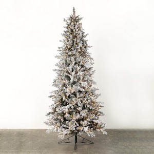 9'H Sullivans Lit Flocked Christmas Tree, Green - 1 of 2