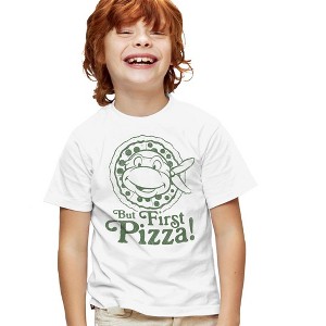 Teenage Mutant Ninja TurtlesTeenage Mutant Ninja Turtles But First Pizza Kids T Shirt For Youth, White - 1 of 4
