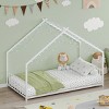 TopComfy Beds Twin size childrens bed frame with strips roof shaped iron frame bed No Box Spring Needed for Bedroom, White, 78.5"*40.94"*58.4" - 2 of 4