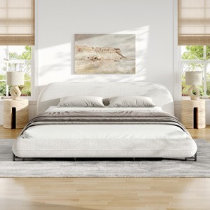 Christopher Knight Home Charlton Modern Boucle Curved Upholstered Wood and Metal Platform Bed - 1 of 4