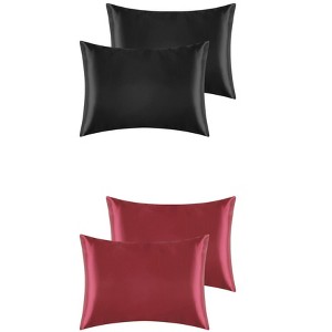 Unique Bargains Hair and Skin Envelope Closure Breathable Satin Pillowcase 4 Pcs - 1 of 4