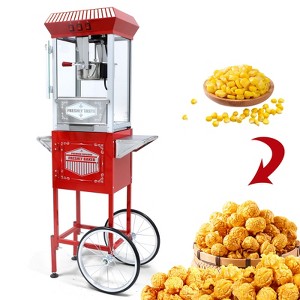 KTMBDW Popcorn Machine with Cart, Wheels & 12 Oz Kettle Makes Up to 4 Gallons, Popcorn Maker w/Stainless Steel Scoop for Commercial Home Theater, Red - 1 of 4