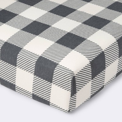 Flannel Crib Fitted Sheet Buffalo Check - Cloud Island™ Gray/White