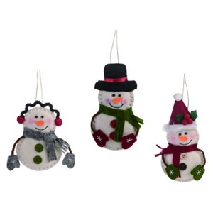 Transpac Felt Snowman Ornament Set of 3 Christmas Home Decorations - 1 of 1