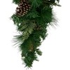 Northlight 28" Unlit Artificial Mixed Pine with Pine Cones and Gold Glitter Christmas Teardrop Swag - 2 of 4