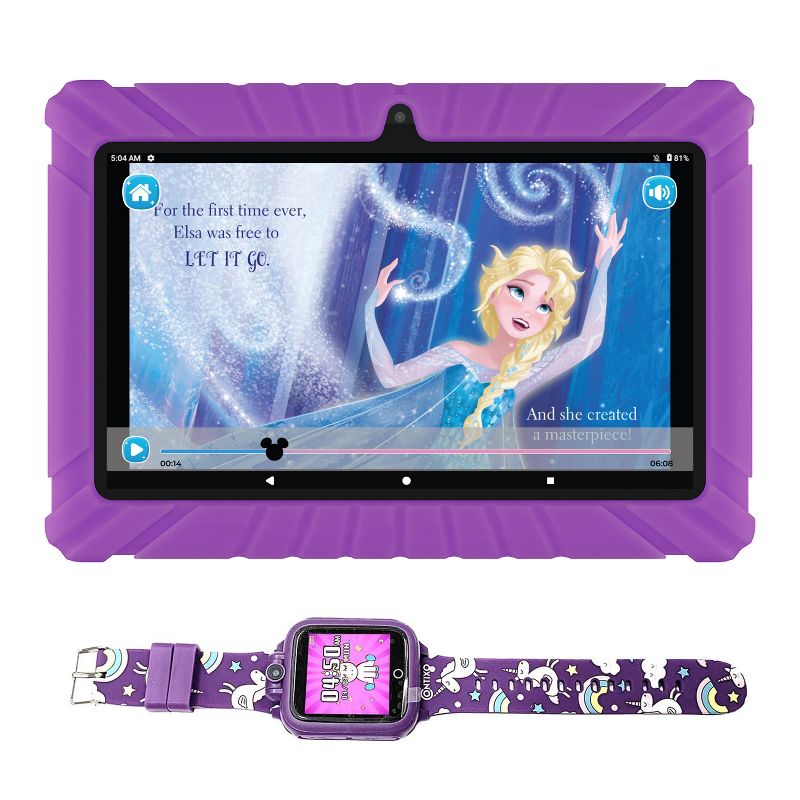 Contixo 7" Android Kids Tablet 32GB (2023 Model), Includes 50+ Disney Storybooks & Stickers, Protective Case with Kickstand, and Kids Watch, 1 of 14