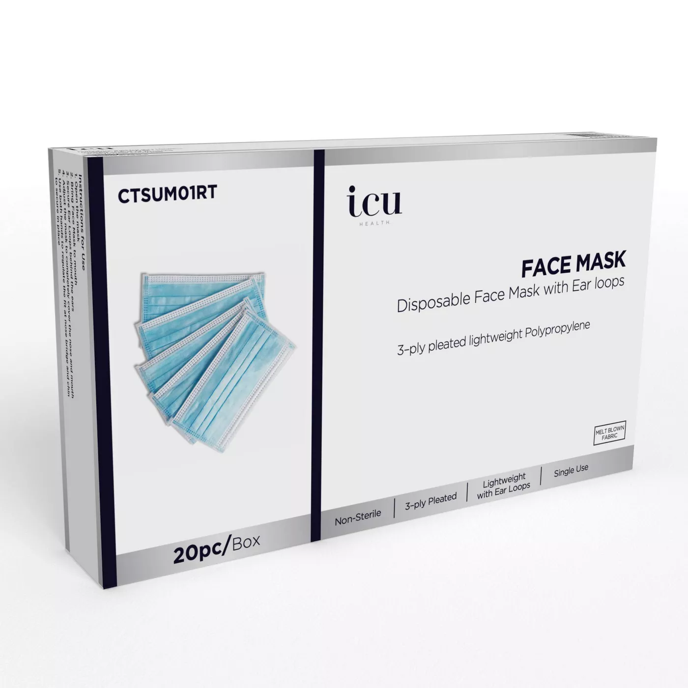 ICU Health Non-Medical Disposable Face Mask – Blue – 20ct - image 2 of 5