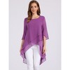 INSPIRE CHIC Women's High Low Hem Scoop Neck Asymmetrical 3/4 Sleeve Summer Top - 4 of 4