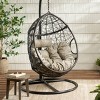 Outdoor PE Rattan Patio Egg Chair Basket with Cushions,All-Weather Patio Seat for Balcony or Backyard – The Pop Home - 3 of 4