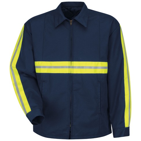 Red Kap Men's Enhanced Visibility Perma-lined Panel Jacket, Navy