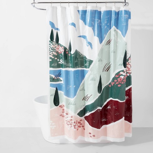Peva Mountains Shower Curtain Blue - Room Essentials™ : Target