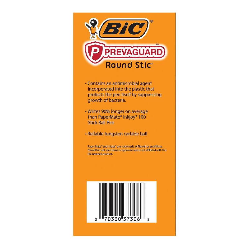 BIC PrevaGuard Round Stic Ballpoint Pen Medium Point Black Ink 60/Pack (GSAM60-BLK), 2 of 6
