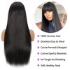 18"-38" Long Straight Wig With Bangs Blended Human Hair WigsWith Fringe Natural Black Jessie's Wig - 3 of 4