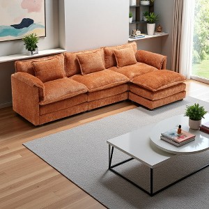 112" Modern L-Shaped Sectional Sofa with Movable Pedals & Detachable Armrests - 1 of 4