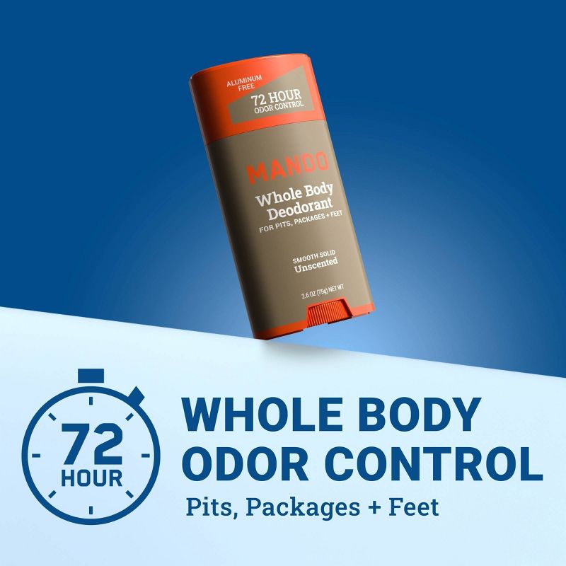 Mando Whole Body Deodorant - Men&#8217;s Aluminum-Free Smooth Solid Stick Deodorant - Unscented - 2.6oz, 4 of 12