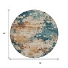 Beige And Teal Blue Abstract Washable Indoor Outdoor Area Rug - 3 of 4
