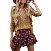 Womens V Neck Button Down Sweaters Tops Casual Long Sleeve Ruffle Knit Cardigan - 3 of 4