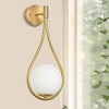DORESshop 7.87 in. 1-Light Mid-Century Water Drop Design Gold Wall Sconce with Global Frosted Glass Shade for Bedroom Bedsides - 2 of 4