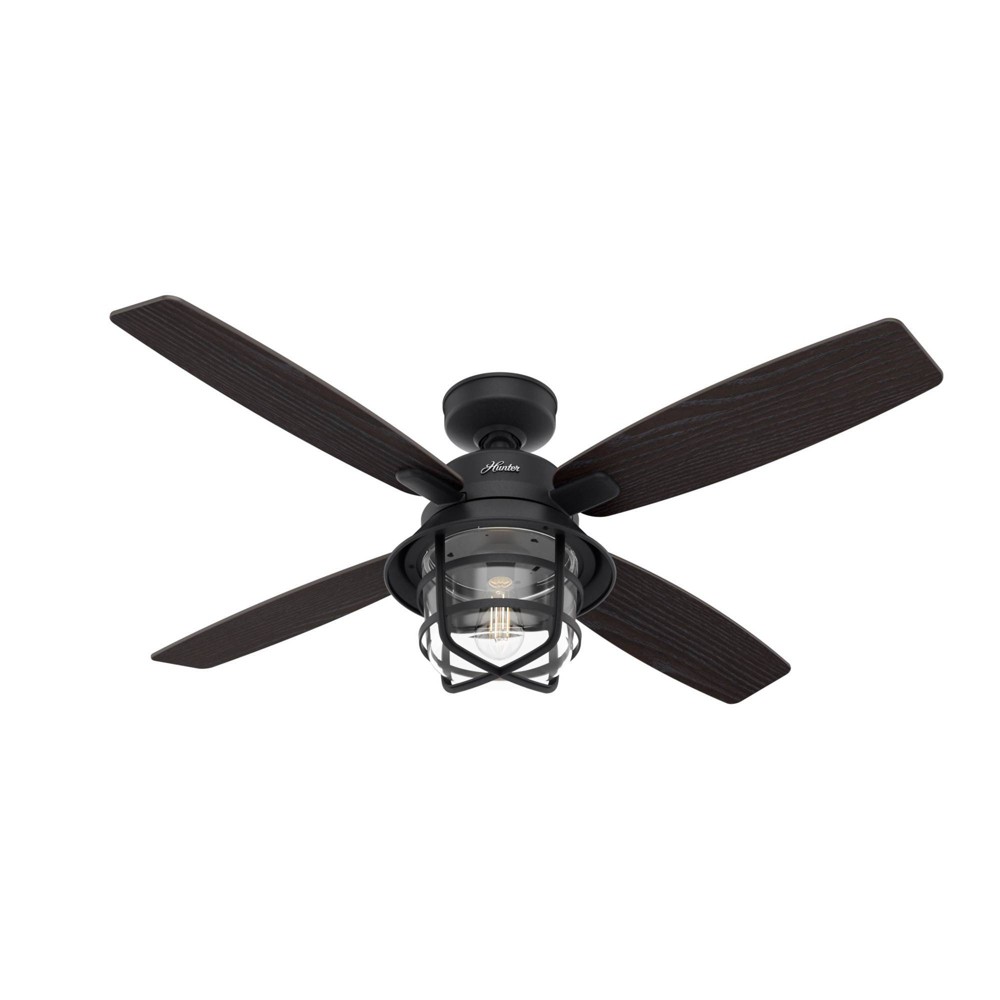 Photos - Fan 52" Port Royale Damp Rated Ceiling  with Remote Iron (Includes LED Ligh