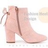 Perphy Women's Round Toe Lace Up Side Zipper Chunky High Heels Ankle Boots - 4 of 4
