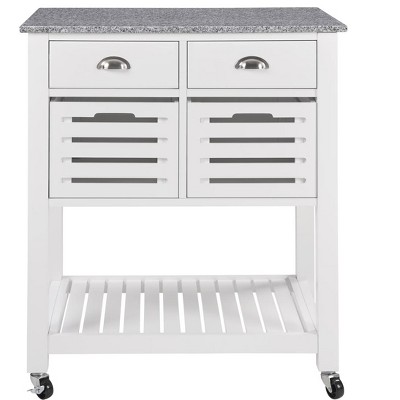MaseiKar Mobile Rolling Kitchen Island Trolley Serving Cart with Underneath Drawer & Slide-Out Wire Storage Basket
