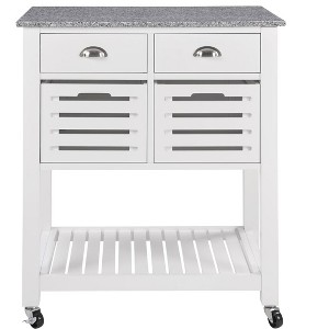 MaseiKar Mobile Rolling Kitchen Island Trolley Serving Cart with Underneath Drawer & Slide-Out Wire Storage Basket - 1 of 4