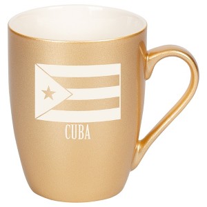 Elanze Designs Cuba Cuban Flag 10 Ounce Ceramic Laser-Etched Engraved Drinkware Mug, Metallic Vegas Gold - 1 of 4