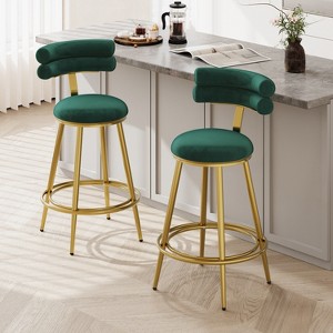 38''H Modern Bar Stools Set of 2, Velvet Accent Stools Chair with Metal Frame for Kitchen/Bedroom/Dining Room -ModernLuxe - 1 of 4