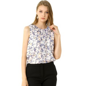 Allegra K Women's Ruffle Sleeveless Chiffon Floral Top - 1 of 4