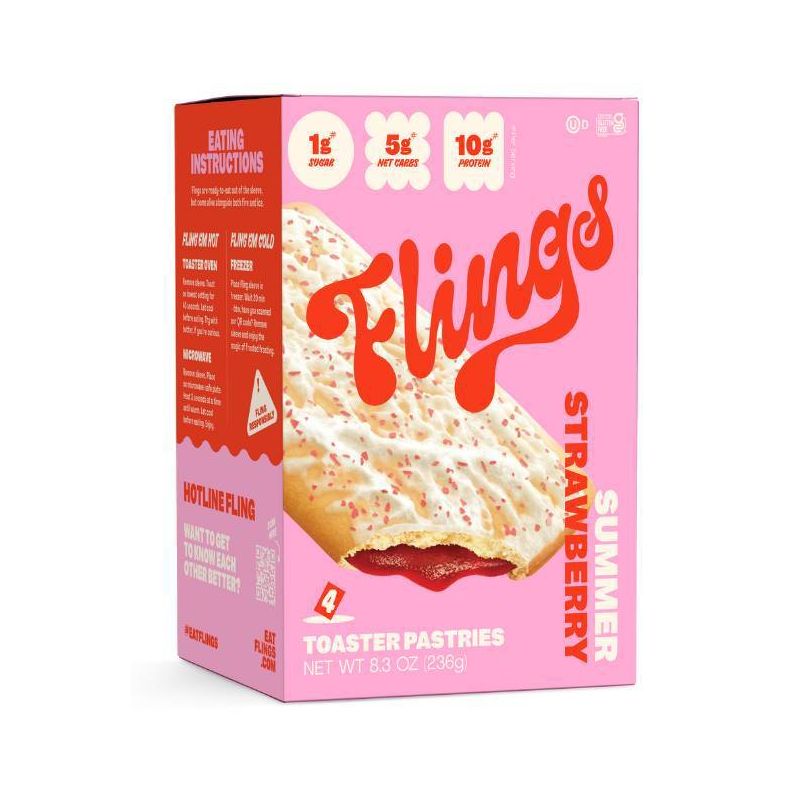Flings Strawberry High Protein Keto Toaster Pastries - 8.3oz / 4ct, 1 of 7
