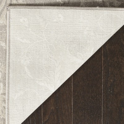 Grey and Ivory Hand-Knotted Viscose Rectangular Area Rug