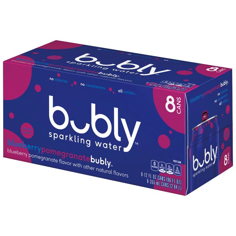 bubly Blueberry Pomegranate Sparkling Water - 8pk/12 fl oz Cans, 3 of 8