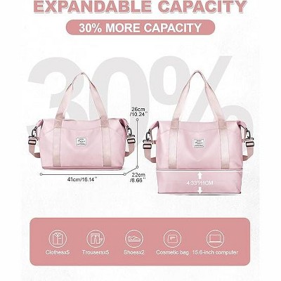 Travel Duffel Bag, Sports Tote Gym Bag, Shoulder Weekender Overnight Bag for Women,Pink