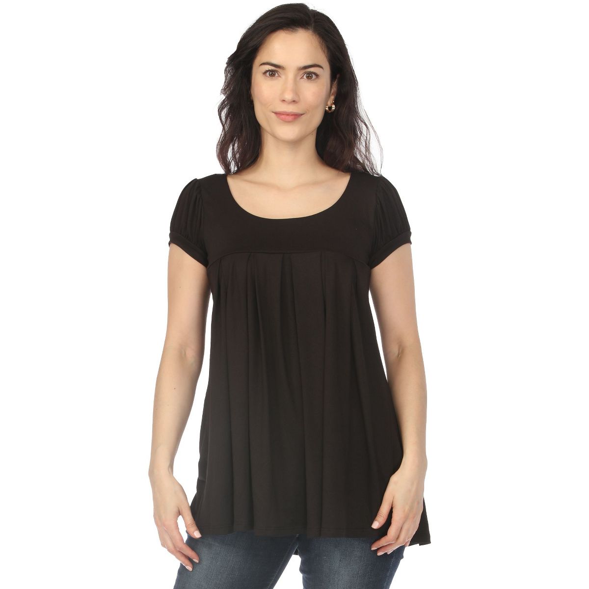 Women's Cap Sleeve Pleated Top -White Mark - thumbnail 5