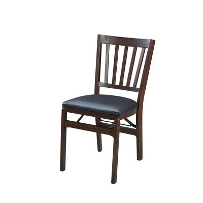 Set of 2 School House Folding Chair Espresso Brown - Stakmore: Upholstered Seat, Wood Frame, No Assembly