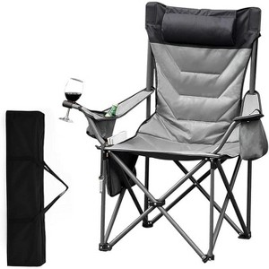 Oversized Padded Camping Chairs,Folding Camp Chair - 500 LBS Support for Adults - Comfortable Camping Chair with High Back & Pillow, 1 Pack - 1 of 4