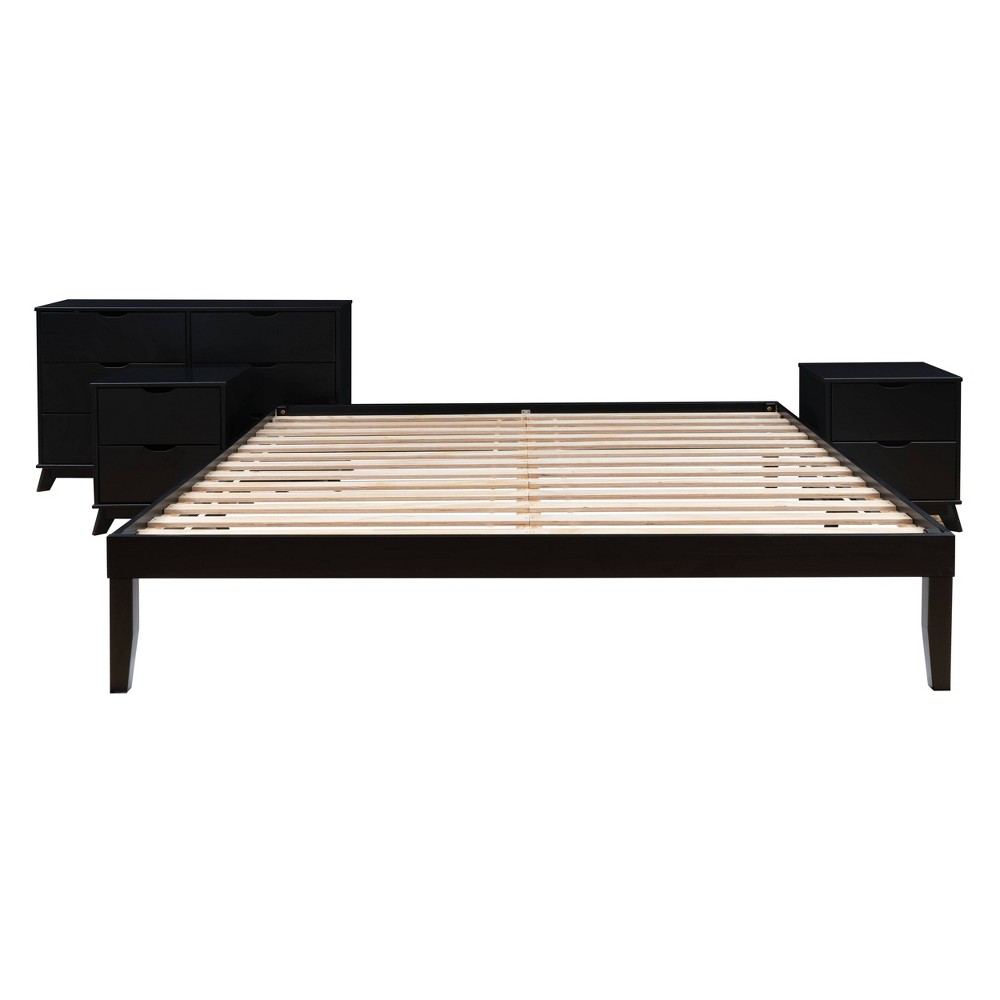 Powell Pensy King Platform Bed Dresser and 2 Nightstands Black