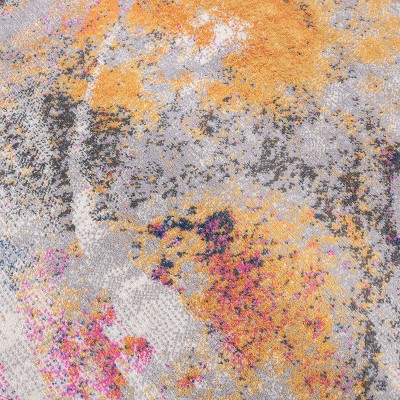 Distressed Multicolor Abstract Watercolor 5' x 7' Synthetic Area Rug