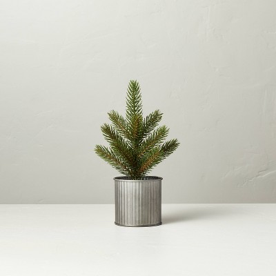 Small 10" Faux Pine Tree in Galvanized Metal Pot - Hearth & Hand™ with Magnolia