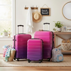 Merax 3-Piece Gradient Hardside Luggage Set with TSA Lock & Spinner Wheels - 1 of 4