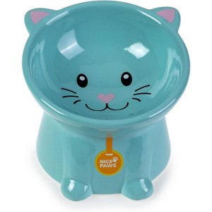 Nice Paws Tilted Cat Bowl - Blue - 1 of 3