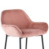 Elama 2 Piece Velvet Bar Stool in Pink with Black Legs - 3 of 4