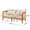 56" Boho Outdoor Wicker Loveseat Sofa with Cushions, Weatherproof Acacia Wood Patio Couch for Garden & Porch-Baofuwish - 4 of 4