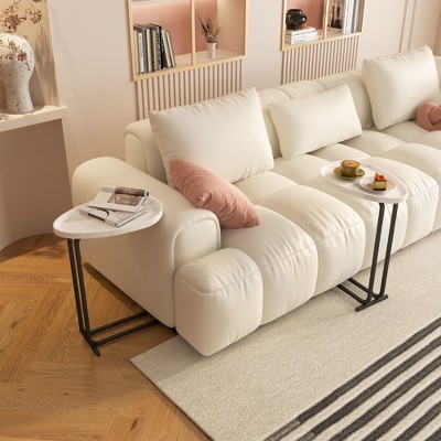 NicBex C Shaped Side Table Simple Modern Portable Coffee Table with Metal Frame and Wooden Tabletop for Sofa, Bedside