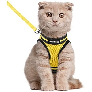 rabbitgoo Cat Harness and Leash Set for Walking Escape Proof, Adjustable Soft Kittens Vest with Reflective  Vest, Bright Yellow, L - 1 of 1