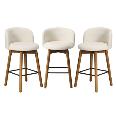 WestinTrends Soho Modern Chenille Upholstered 26" Counter Height Swivel Bar Stools (Set of 3)