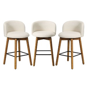 WestinTrends Soho Modern Chenille Upholstered 26" Counter Height Swivel Bar Stools (Set of 3) - 1 of 4