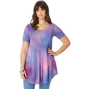 Roaman's Plus Size Ultra Drape V-Neck Swing Tunic Top - 1 of 4