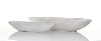 CosmoLiving Minimalist White Porcelain Oval Planter Set, 24"x10"